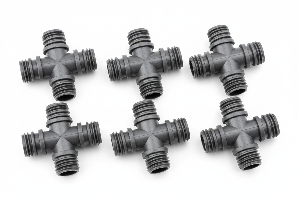 Durable 1/2 Inch Barbed Tee Drip Irrigation Fittings 4 Pack (super realistic) 