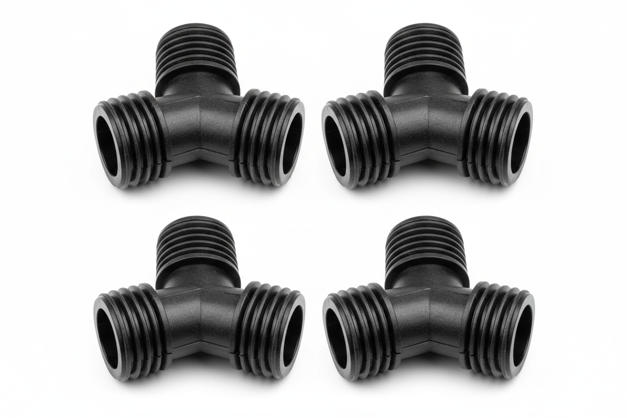 Durable 1/2 Inch Barbed Tee Drip Irrigation Fittings 4 Pack